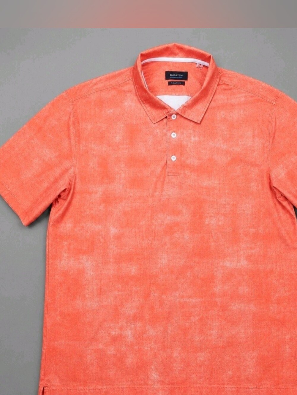 Bugatchi OoohCotton Tech Polo Shirt XL Coral Pink 8 Way Stretch Short Sleeve